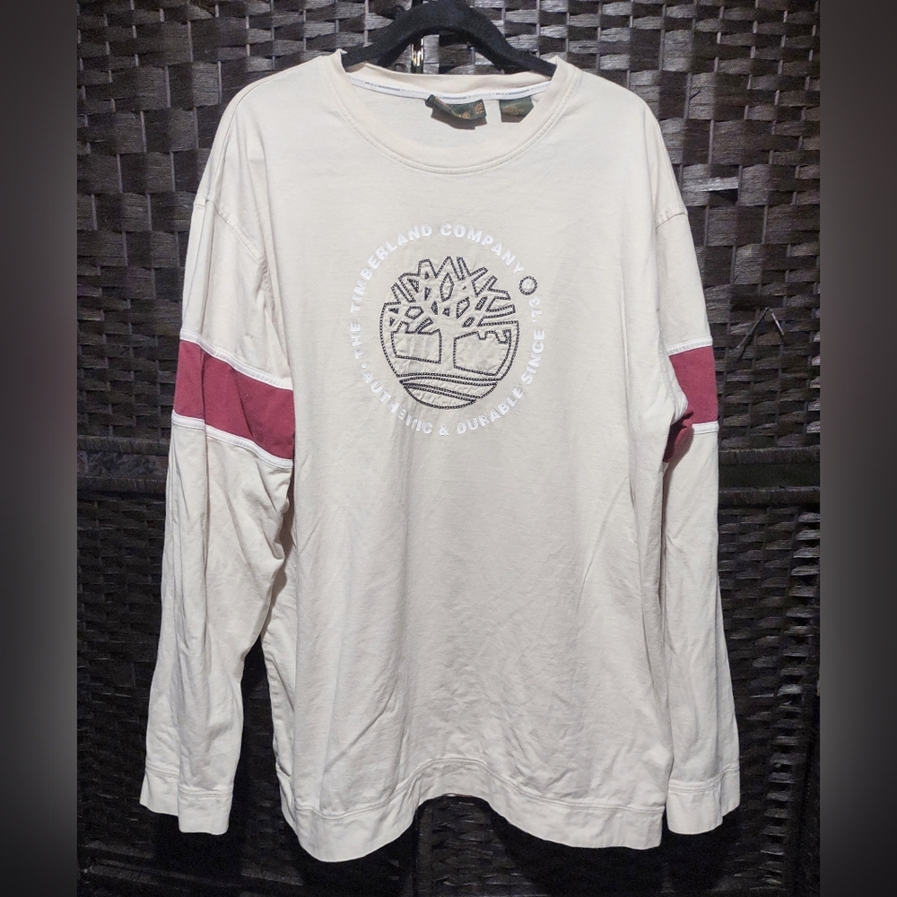 Vintage Timberland Long-sleeve T-shirt Beige Mens XXL